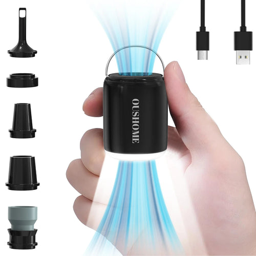Portable Air Pump for Inflatables, Ultra-Mini Air Pump with Camping Light, USB Rechargeable